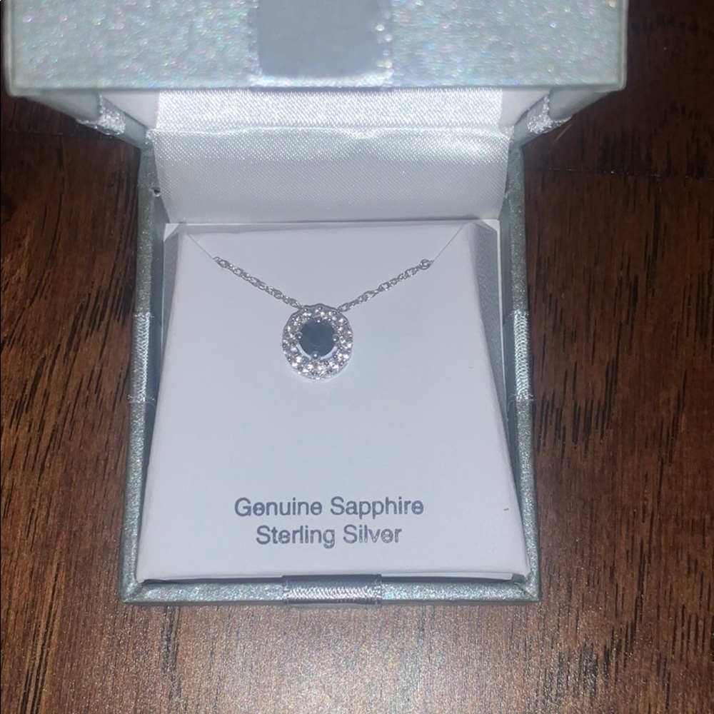 Genuine Sapphire Sterling Silver Necklace
